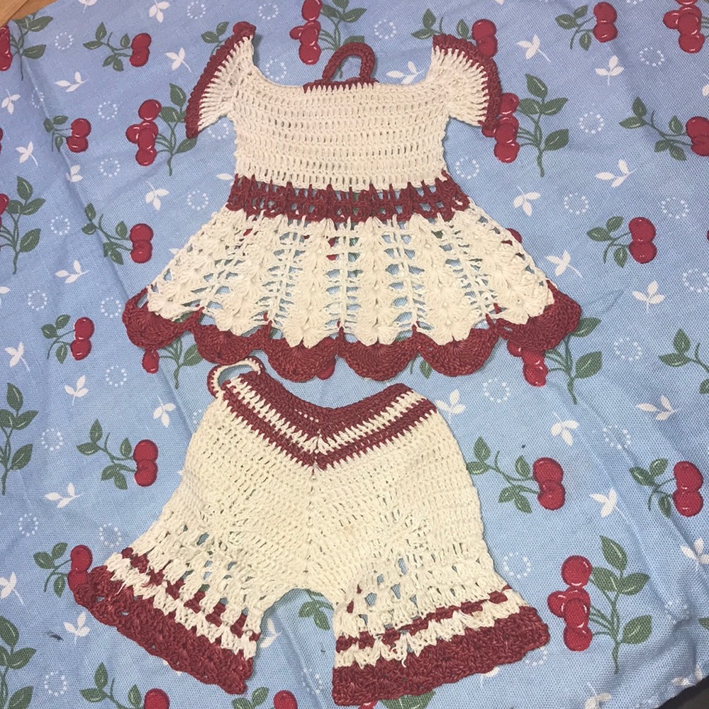 Antique crochet tiny top and pants